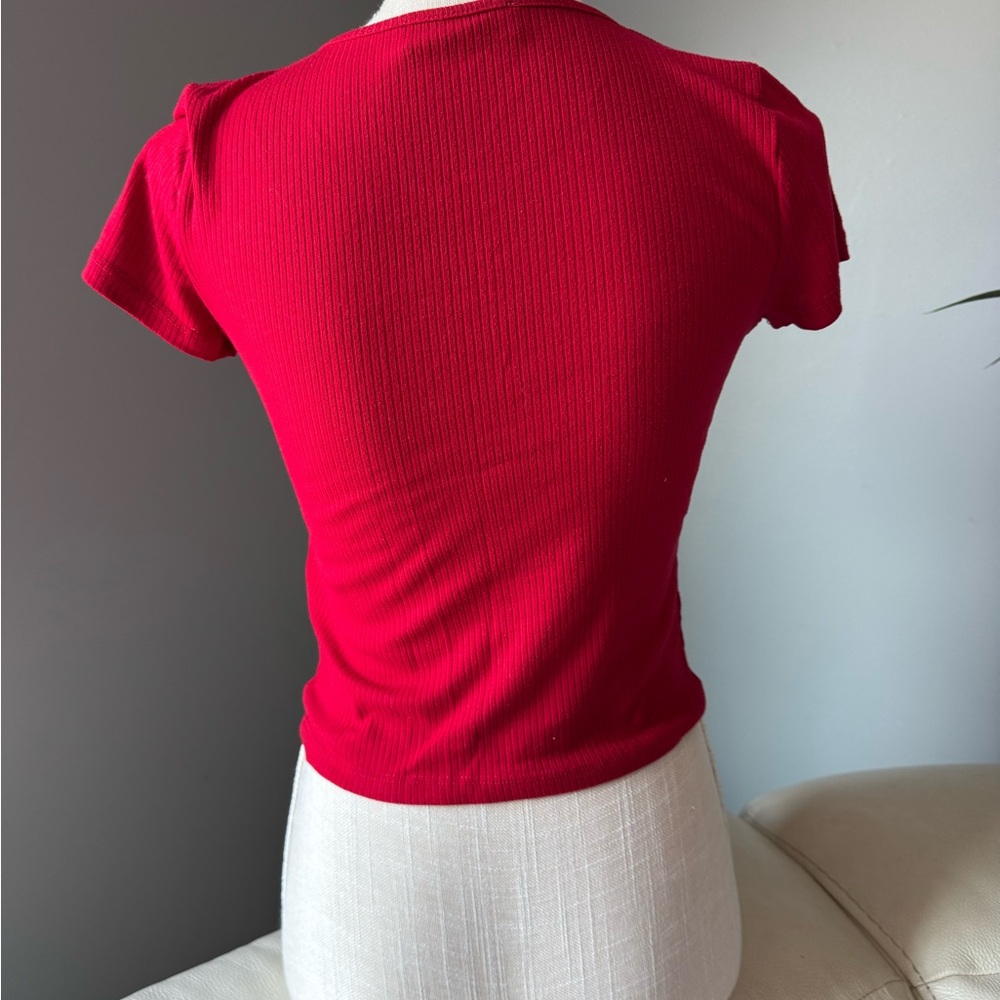 Hollister Vibrant Red Ribbed Top - Picture 4 of 5